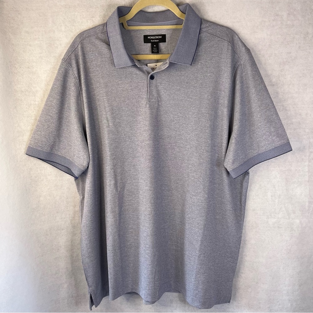 NORDSTROM Men's XL Tech-Smart Pique Performance Golf Polo Shirt Blue NWT